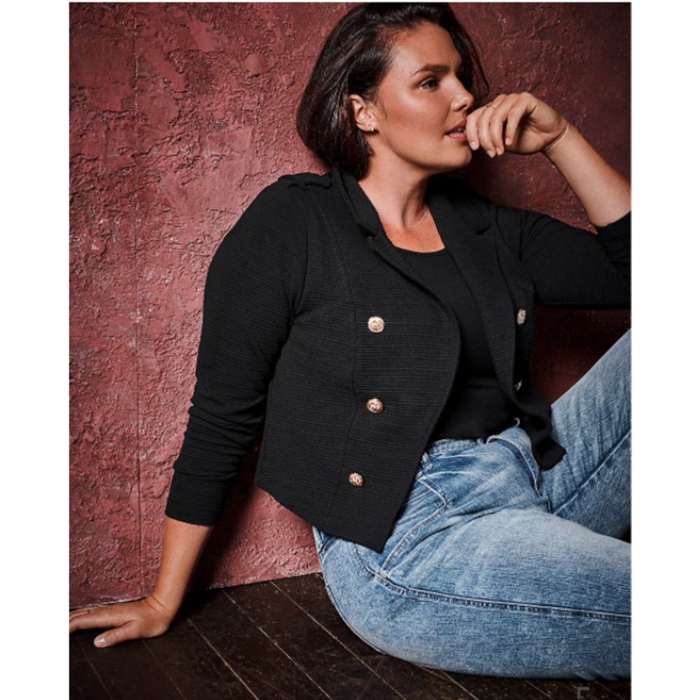 Torrid - Plus Size Black Cropped Military Jacket - NWT - Sz 2 (18-20)